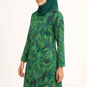 Islamic Dress with green pattern